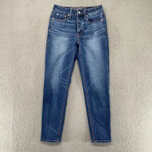 American Eagle Women's Blue Retro High-Waisted Tapered Stretch Jeans